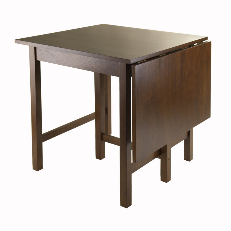 Gaylynn Extendable Dining Table in Solid Wood in Walnut Brown Finish, 29.25" H X 47.5" W X 29.5" D