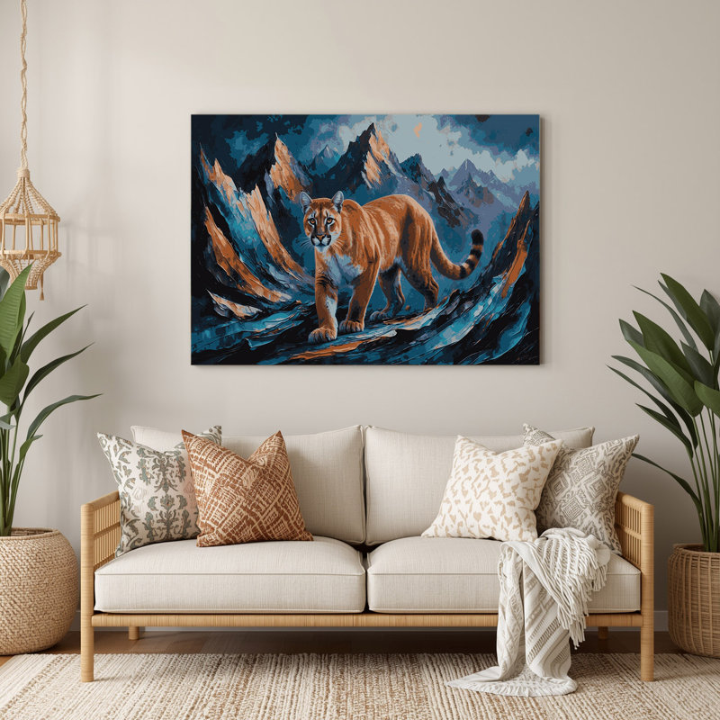 «Big Cats Rocky Mountain Cougar», art mural en métal gris, 12" H x 18" W
