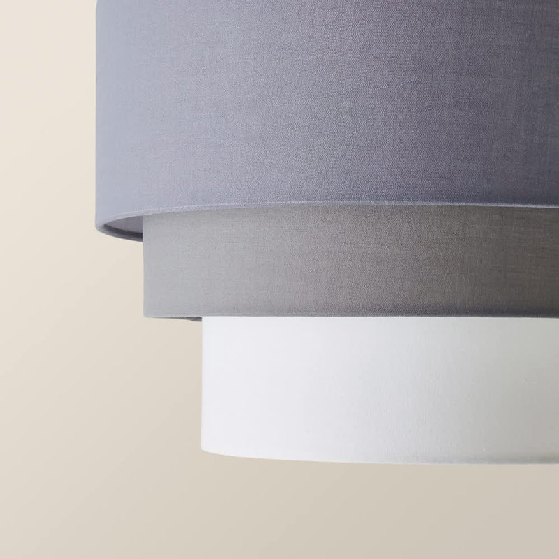 Aztec 24cm H Cotton Drum Pendant Shade ( Spider ), Grey/White