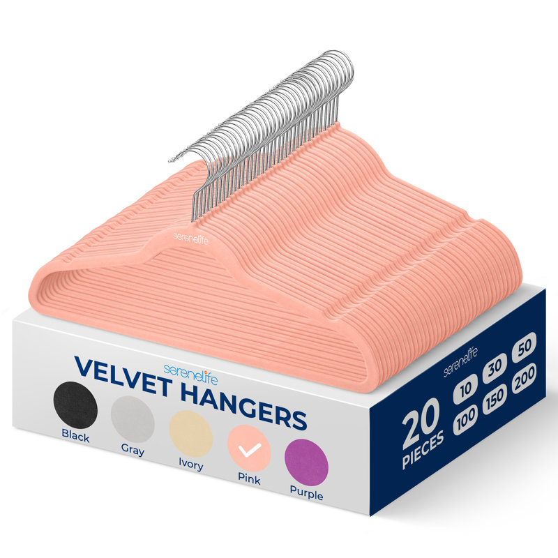 Pink Velvet Non-Slip Heavy Duty Hanger Set with 360° Swivel Hook