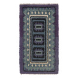 Vintage Swedish Rya Runner, Blue With Scandinavian Medallions - Rug & Kilim