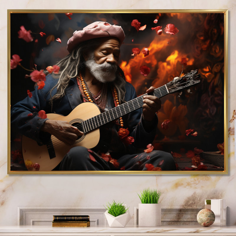 Maclan Bohemian Soulful Serenade - impression, H 12 po x l 20 po x P 1 po, Cadre flottant doré