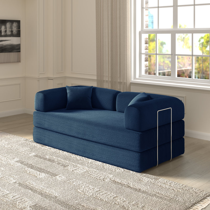 Jordan 78.4''Foldable Three Person Sofa Bed, Blue