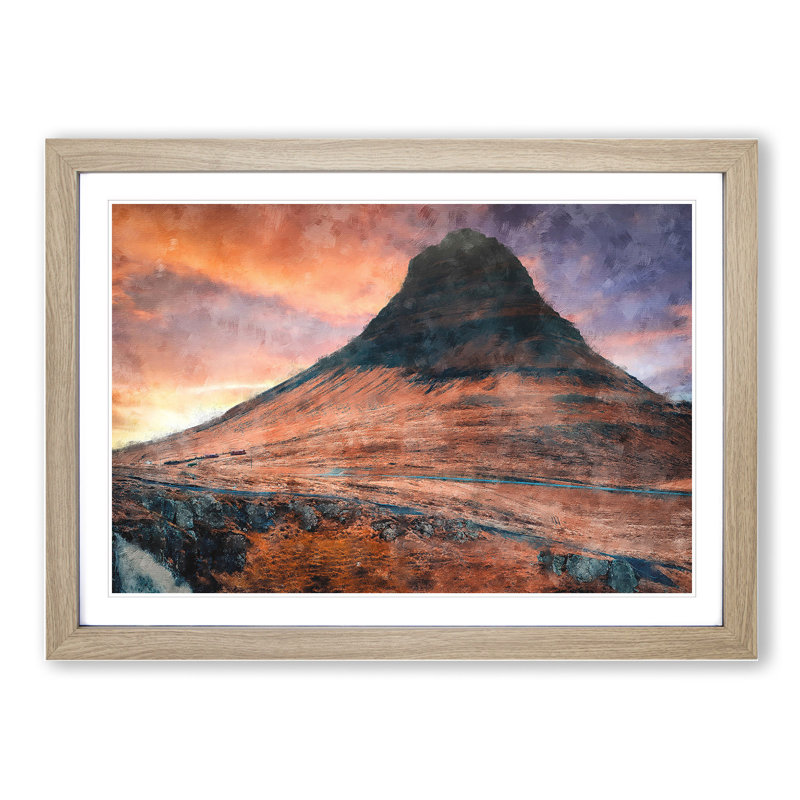 Kirkjufell Mountain in Iceland - Framed Print, 27cm H x 36cm W x 2cm D, Oak Framed