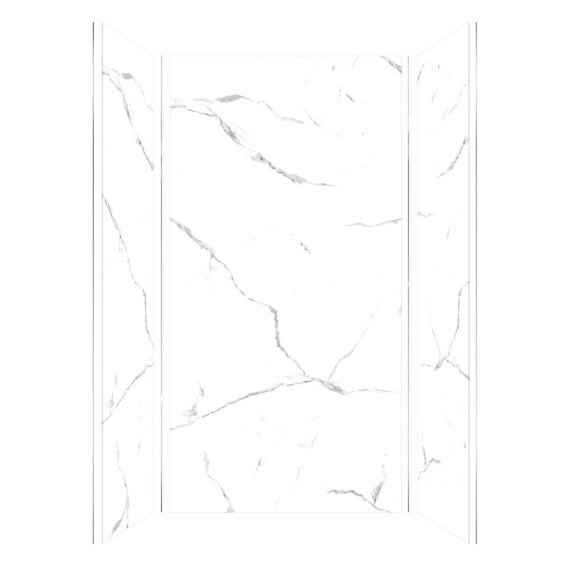 Transolid Titan Shower Wall Kit, White Caruso Honed, 96" H x 48" W x 36" D