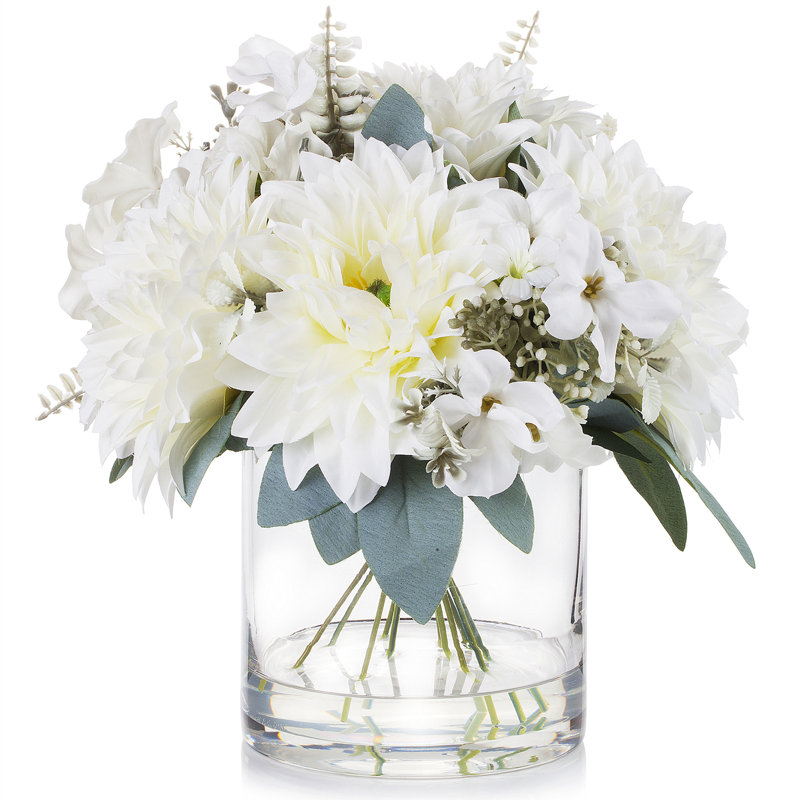 Arrangement floral mélangé dans un vase, Crème