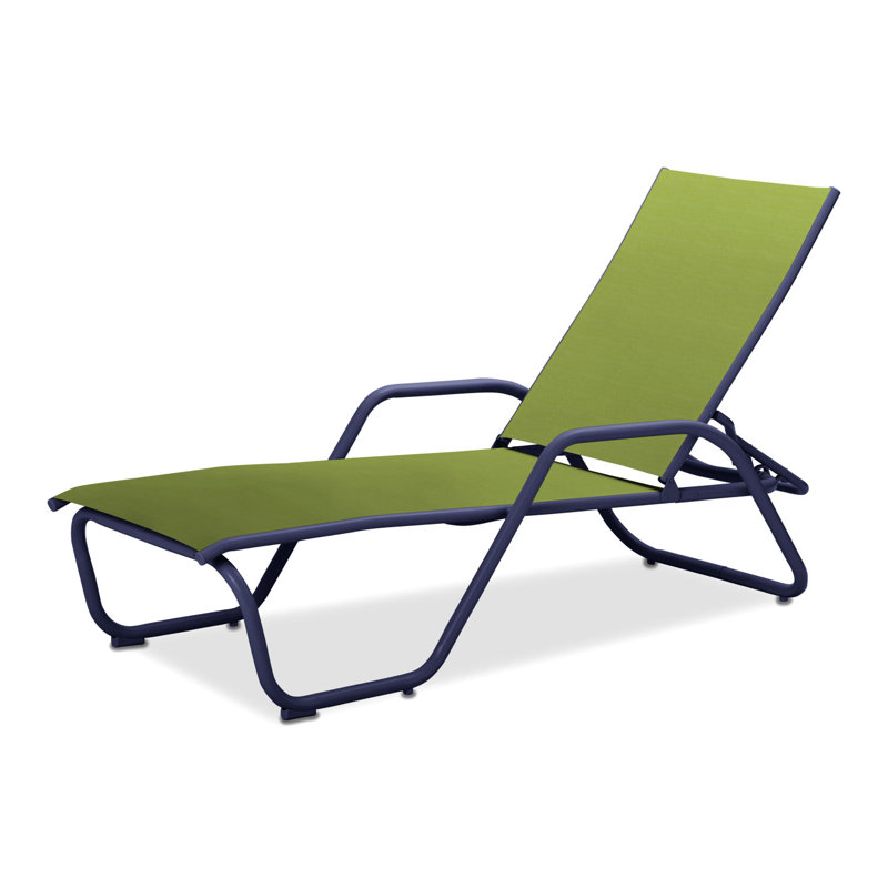 Outdoor Rust-Resistant Metal Chaise Lounge, Lime 38D Sunbrella®, Textured Desert