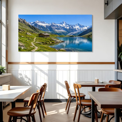 Canvas Wall Art beautiful landscape Swiss alps Wall Decor for Living Room Bathroom Bedroom Office 24"H x 48"W Art Paintings, Ready to Hang