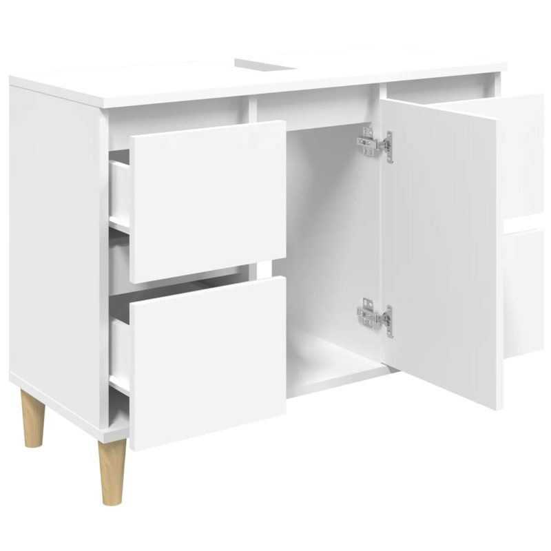Tonsina Freestanding Bathroom Cabinet, White/Natural