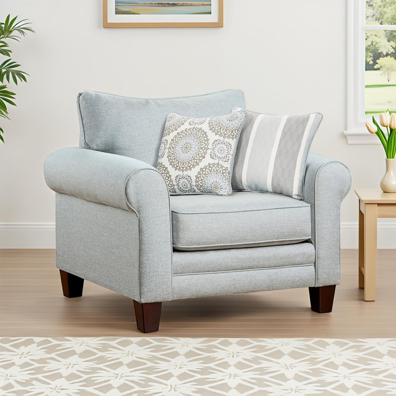 Aurora 47" W Polyester Upholstered Chair with Rolled Arms