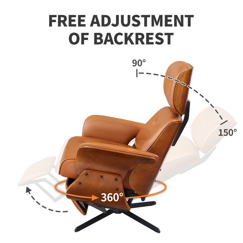 Genuine Leather Recliner Lounge Chair, Brown