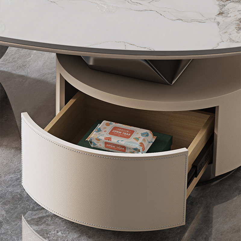 Table de salon ovale à panneau de pierre, H 16,9 po x L 55,1 po x l 29,5 po