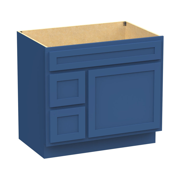 Home Decorators Collection Washington Vessel Blue Plywood Shaker Assembled Base 1 Drawer Kitchen Cabinet Soft Close 27 in W x 24 in D x 34.5 in H