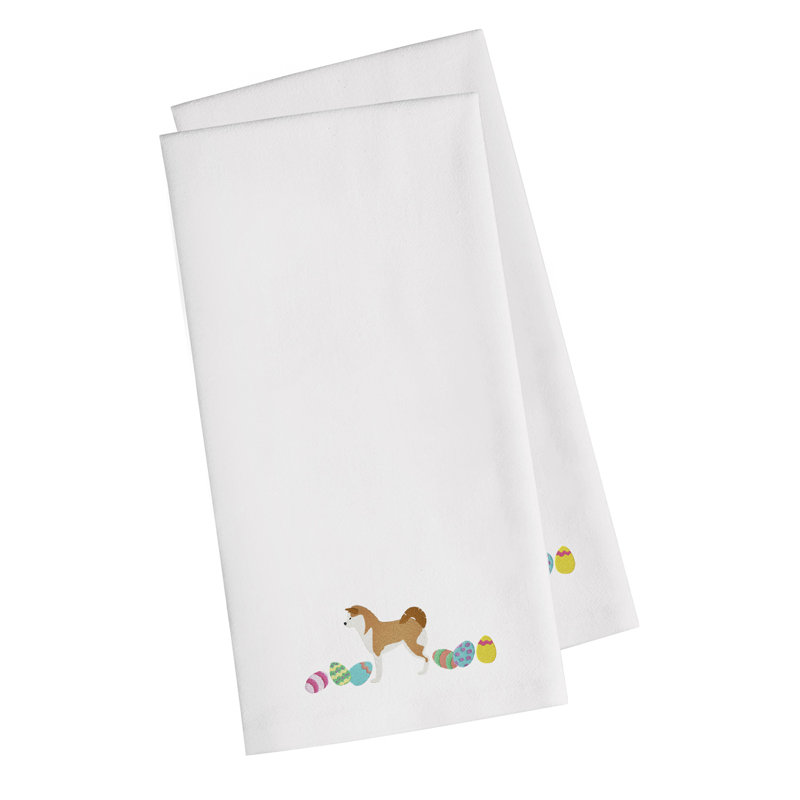 Cotton Embroidered Tea Towel Kitchen Towel, White, 28" H x 19" W x 0.1" D