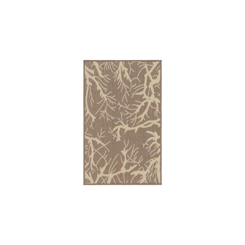 Tapis intérieur / extérieur brun Healdton, Rectangle 2 pi x 3 pi 1 po