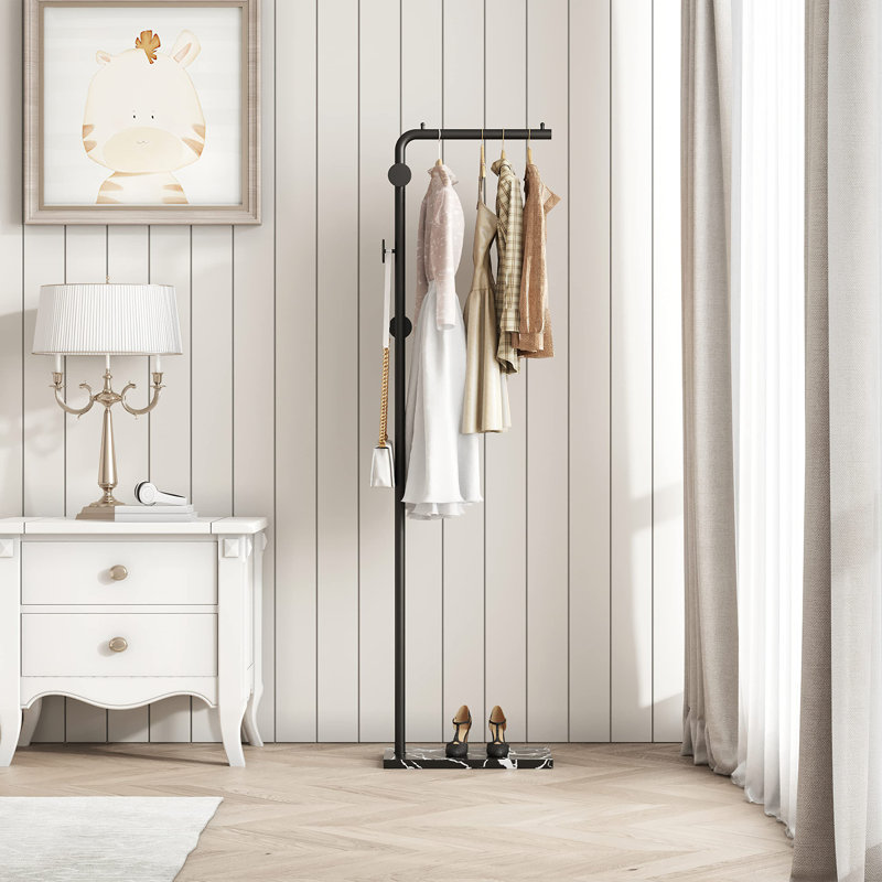 Metal Coat Rack Bracket Finish Stable Marble Base With High-End Hooks Freestanding Metal Tree Hats Easy To Assemble
