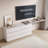 Amaly Modern Home Office Extendable Dresser Desk Combo with 6-Drawer