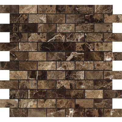 1" x 2" Marble Brick Joint Mosaic Wall & Floor Tile