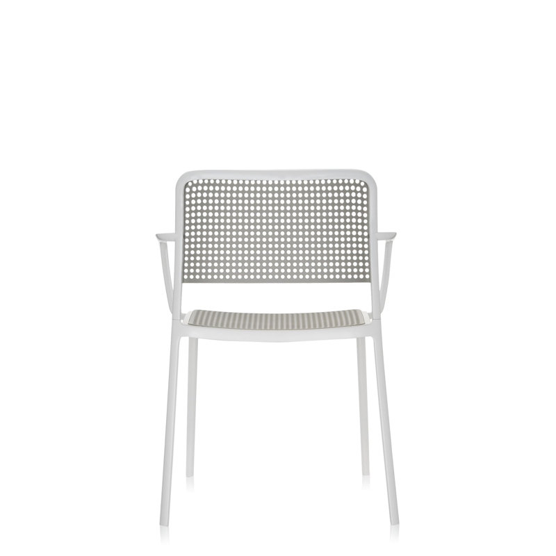 Audrey Armchair, Light Gray, White Painted Steel