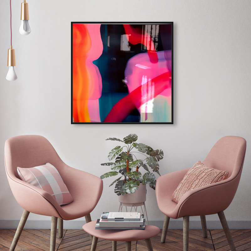 Oliver Gal Inked I Abstract - Hand-Applied Glass Coat Framed Canvas Art, Black, 24" H x 24" W