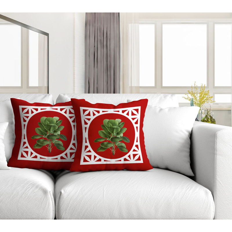 Housse et insert de coussin carré intérieur / extérieur , L 15 po x H 15 po, Rouge