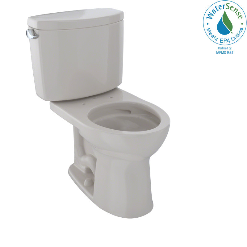TOTO® Drake® II Two-Piece Round 1.28 GPF Universal Height Toilet with CEFIONTECT, Sedona Beige, Sedona Beige, Left Hand Lever