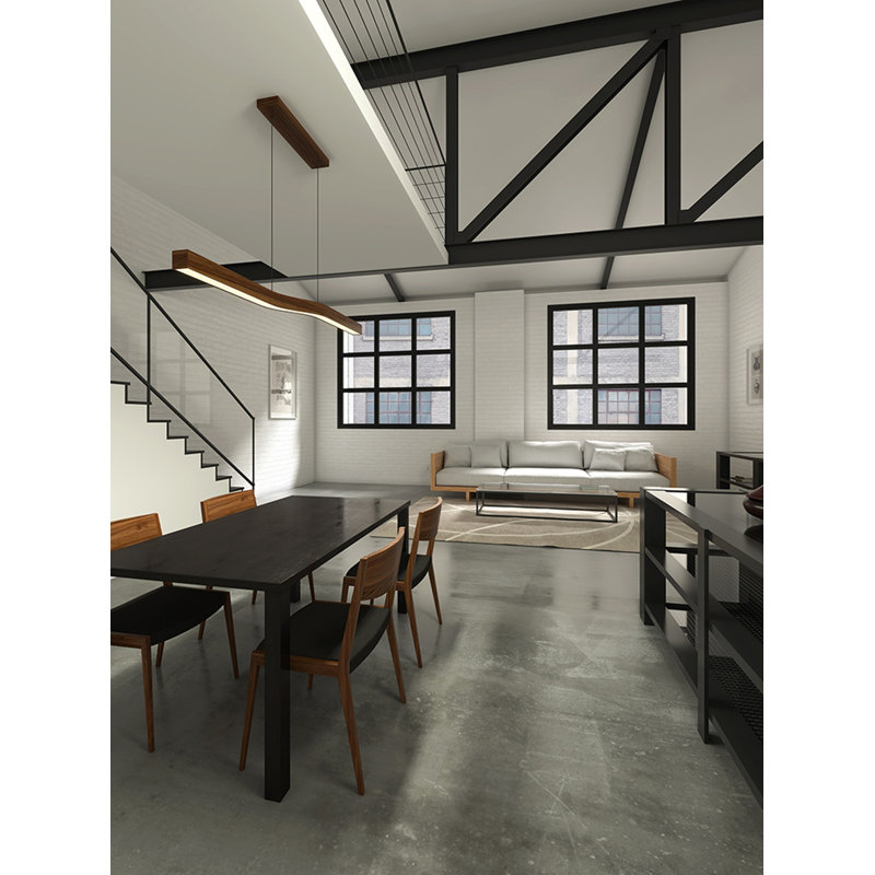 Camur 1 - Light LED Pendant, Dark Stained Walnut