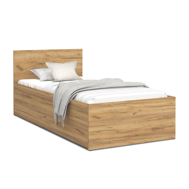 Audrienna Solid Wood Bed, Oak, European Single (90 x 200cm)