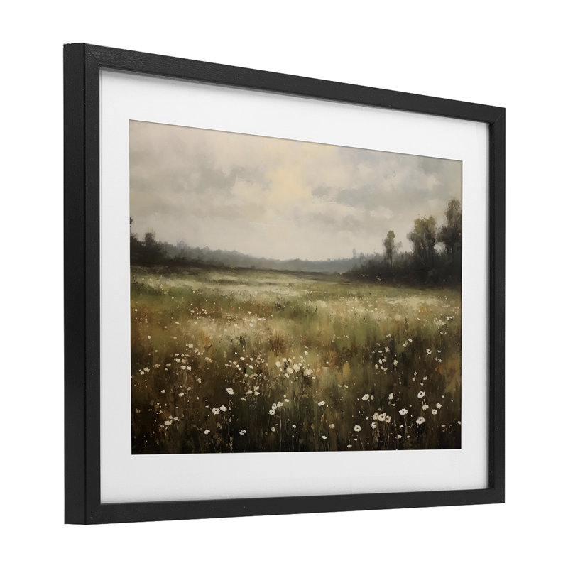 «Dots With Daisies Field», reproduction encadrée sous verre, design by Creative Studio, H 14 po x l 20 po, Noir