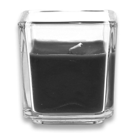 Bougie votive carrée en verre sans parfum, Noir, Ensemble de 12