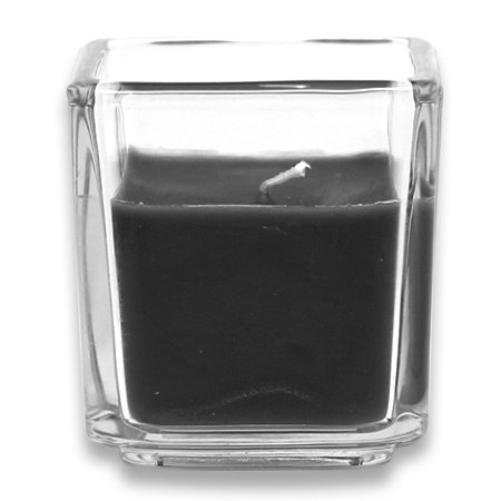 Bougie votive carrée en verre sans parfum, Vert forêt, Ensemble de 96