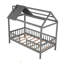 Lit simple en bois avec clôture-417164855