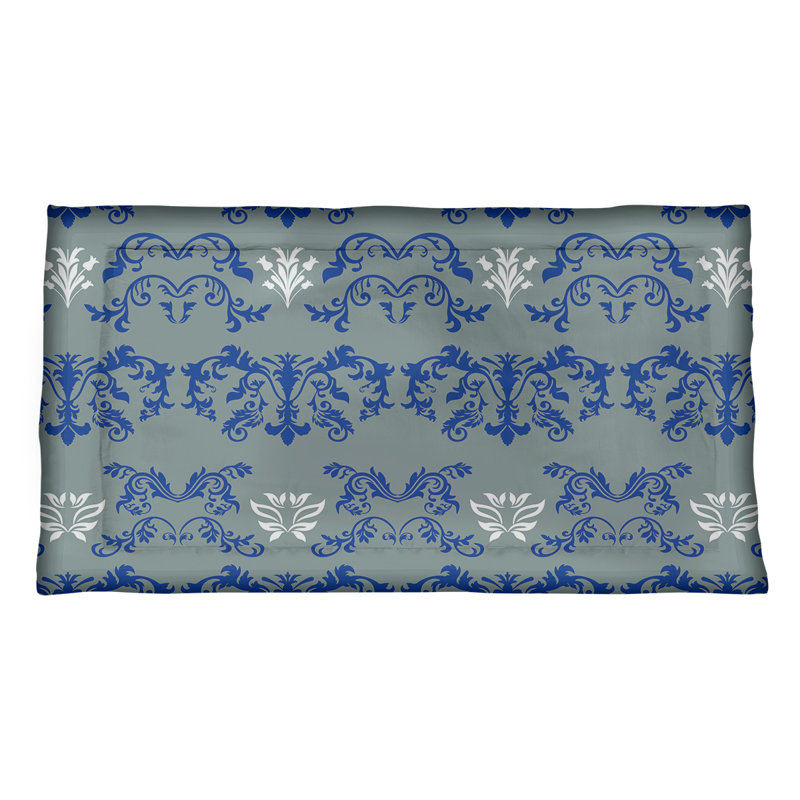 Football Baroque Pattern Pillow Sham, Standard, Microfiber, Green/Blue/White