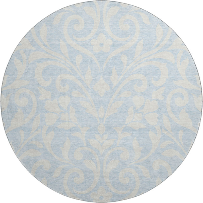 Premium Machine Washable Prisco Sky Rug, Round 8'