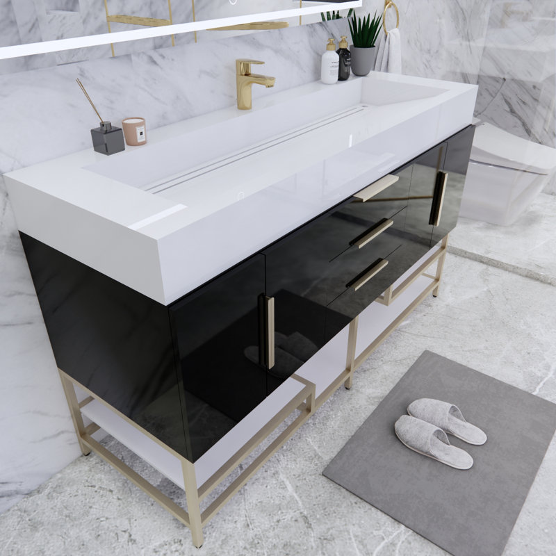 Ensemble de meuble-lavabo simple 59 po Glasgow, Noir très lustré
