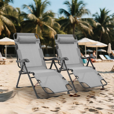 Nundley Outdoor Zero Gravity Folding Lounge Chair, 95-180 Degree Adjustable Recliner Sleeping Bed