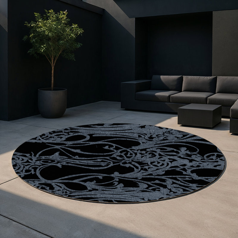 Tapis intérieur / extérieur Silver Enigma, Round 5'