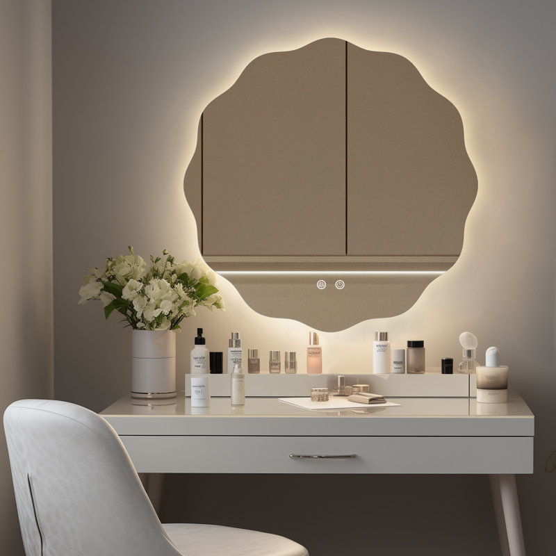 LED Bathroom Round Mirror with Light – Anti-Fog and Adjustable Color Lighting, 28" H x 28" W x 1" D