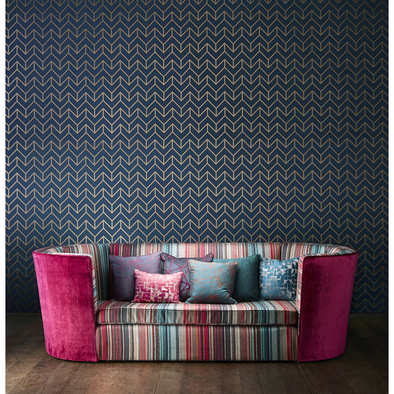 Spectro Stripe Fabric, Teal/Sedonia/Rust