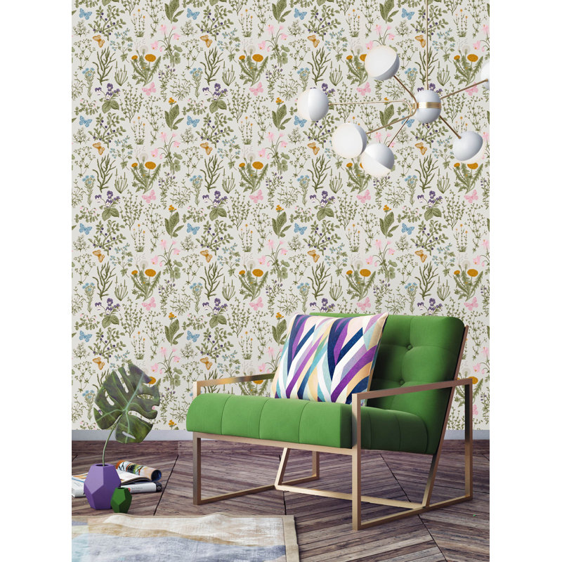 Rouleau de papier peint pelez et collez Athalla Herbs and Wild Flowers, L 10,42 pi x l 25 po