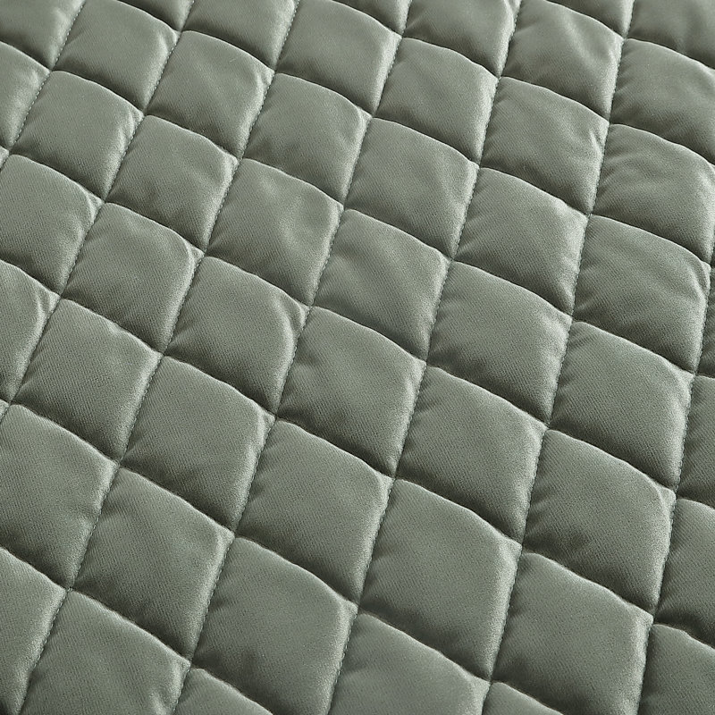 Laura Ashley Solid Diamond Velvet Bonus Quilt Set, King Quilt + 2 King Shams + 1 Throw Pillow Cover