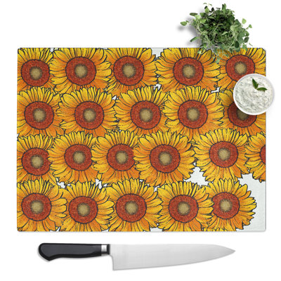 Sunflower Pattern Vol.2  Glass Chopping Board