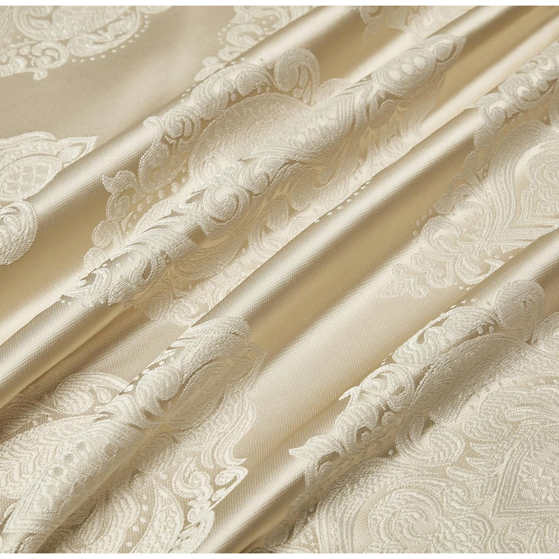 Jakaiyah Luxury Jacquard Medallion Panel Room Darkening Window Curtain Set, Gold, 52" W x 96" L