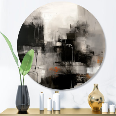 Art mural rond noir Mid Century Fusion I - abstrait Mid-Century