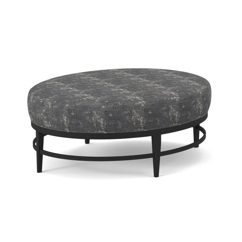 Elliptic Boucle and Velvet Ottoman, Filigree Ivory 100% Polyester, Espresso
