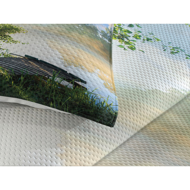 Landscape Rustic Polyester Coverlet, King Bedspread + 2 Shams