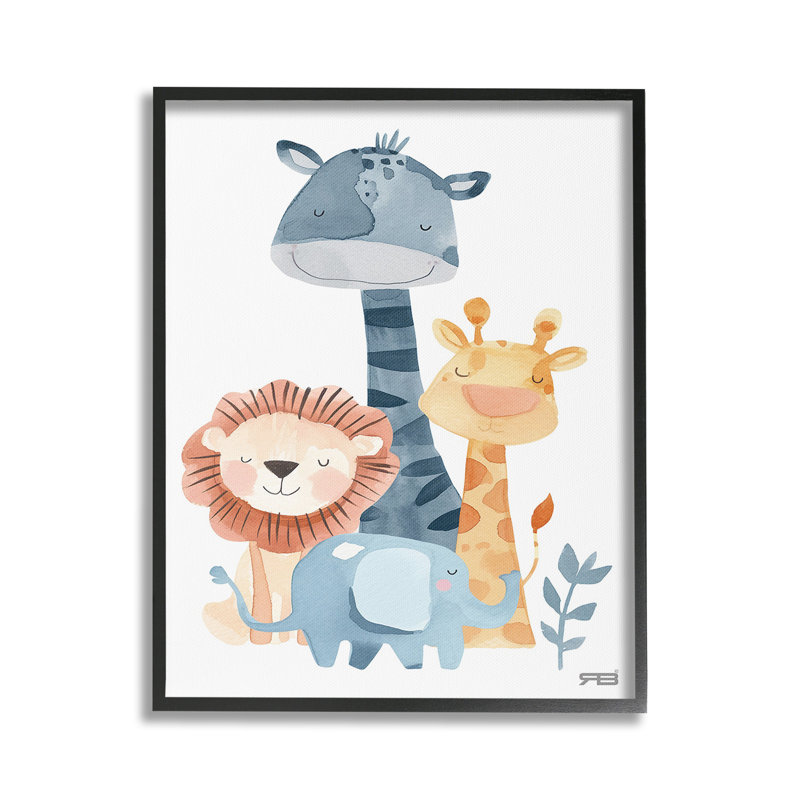 «Gentle Nursery Animals», art de la giclée encadrée par RB, Giclée encadrée noir minuit, H 30 po x l 24 po