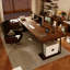 Bureau en bois massif en forme de L brun noyer + en fer avec bureau à 3 tiroirs-1970715991-1970715984