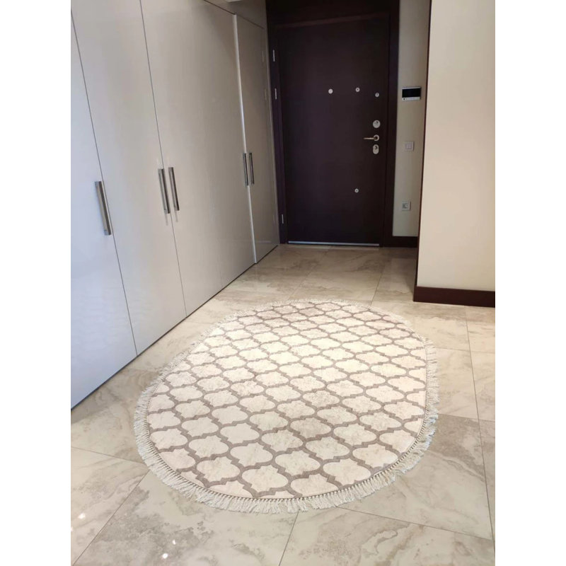 Tapis beige antidérapant en polyamide à imprimé numérique Firenze, Rectangle 3 pi 11 po x 7 pi 3 po