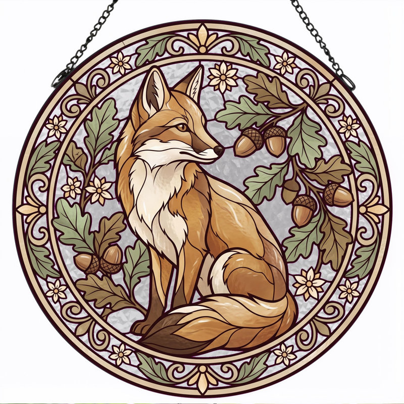 Panneau de vitrail Fox Oak, H 7,8 po